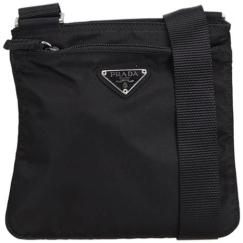 prada vela tessuto black nylon crossbody messenger bag handbag|Prada silver crossbody handbags.